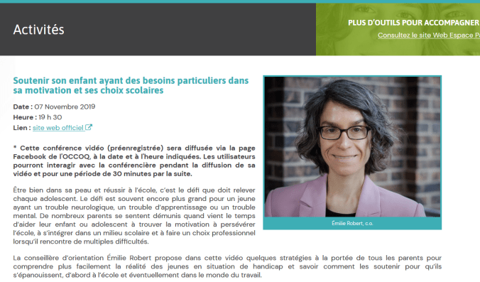 vidéo conférence Émilie Robert